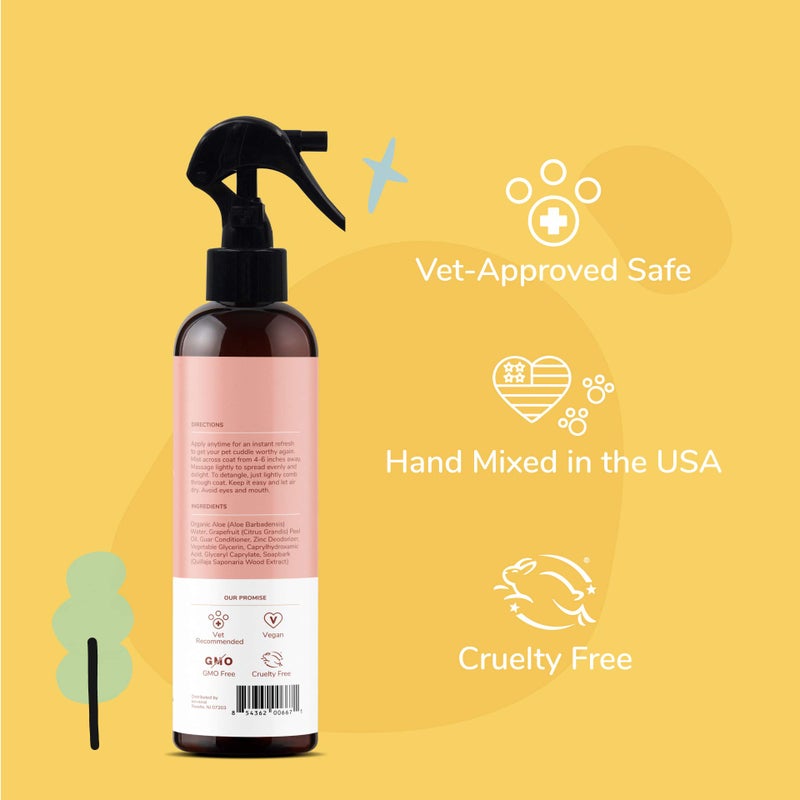 kin+kind Dog Deodorizing Spray - Safe, Natural, & Easy to Use Pet Odor Eliminator - Premium Dog Detangler Spray Formula Made w/Aloe - Dog Deodorizer for Smelly Dogs Made in The USA (12 fl oz) - Image 3